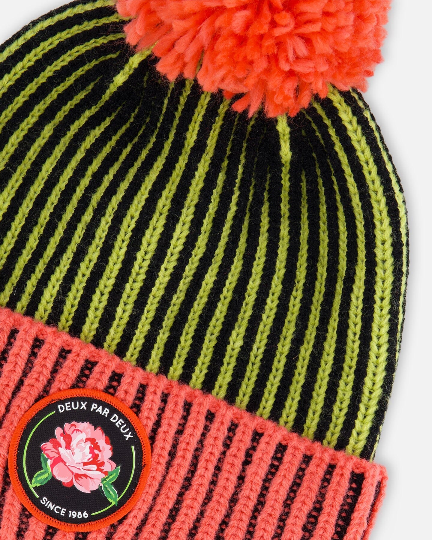 Knit Hat Black, Lime And Coral - G10ZM01_000