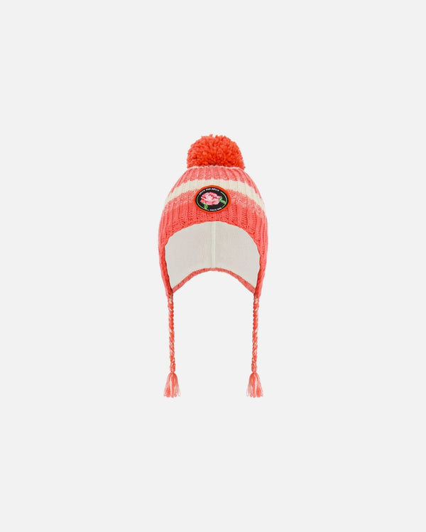 Peruvian Knit Hat Coral And White - G10ZM02_000
