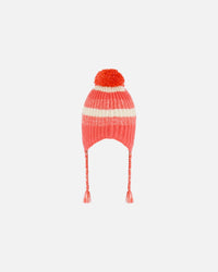 Peruvian Knit Hat Coral And White - G10ZM02_000