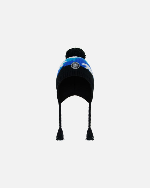 Peruvian Knit Hat Royal Blue Bears And Black - G10ZN02_000