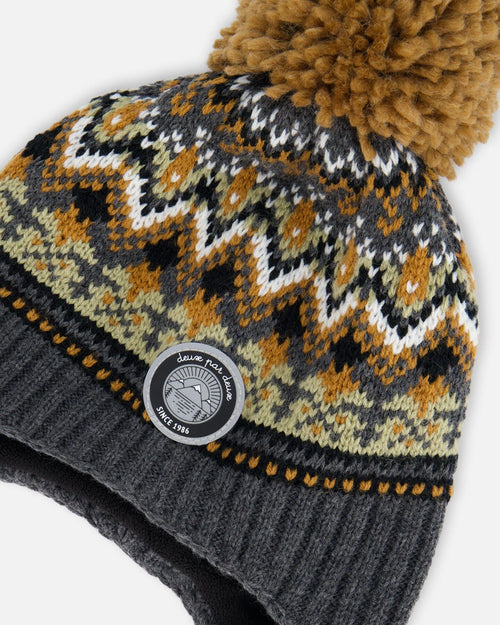 Peruvian Knit Hat Grey And Brown Jacquard - G10ZZ02_000