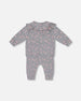 Printed Organic Cotton Top And Pants Set Gray With Apples - G20A13_068