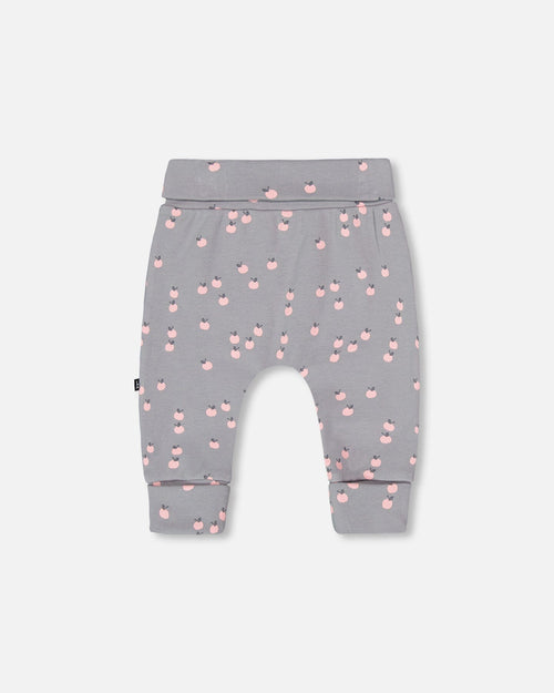 Organic Cotton Evolutive Pant Gray Printed Apples - G20A20_068