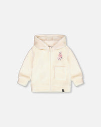 Plush Hooded Zip Jacket Off White - G20A30_138