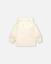 Plush Hooded Zip Jacket Off White - G20A30_138