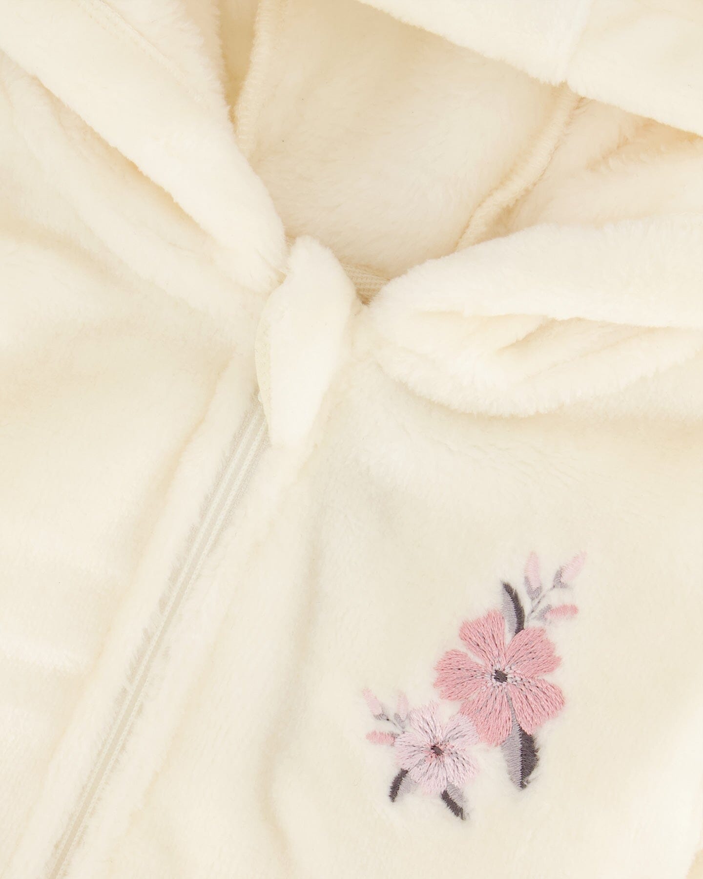 Plush Hooded Zip Jacket Off White - G20A30_138