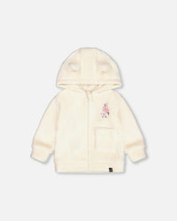 Plush Hooded Zip Jacket Off White - G20A30_138