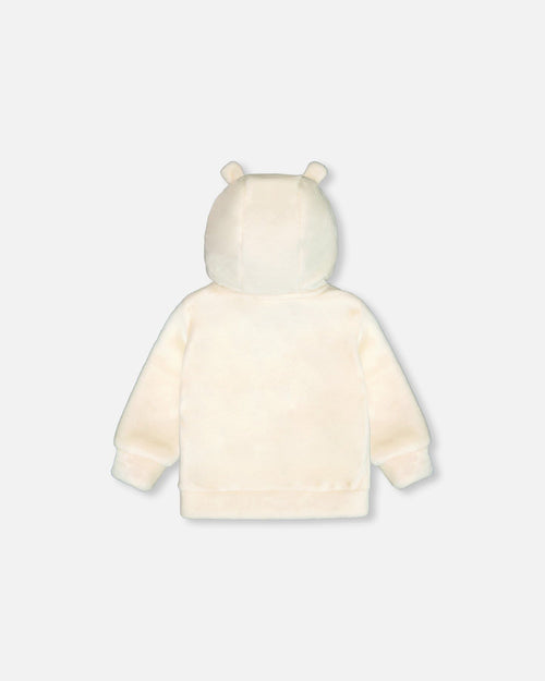 Plush Hooded Zip Jacket Off White - G20A30_138