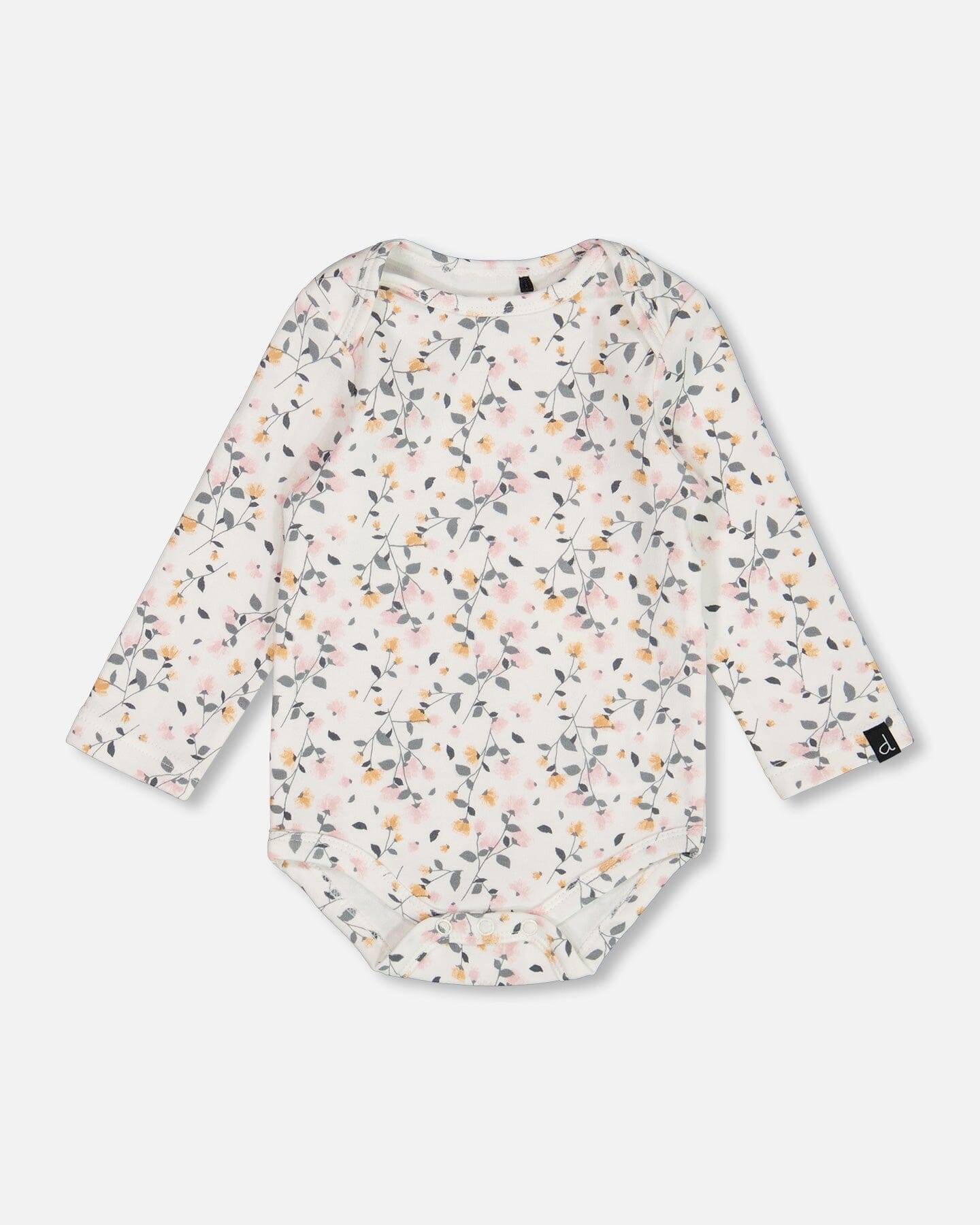 Organic Cotton Onesie Cream Printed Flowers - G20A70_067