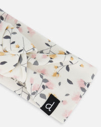 Organic Cotton Printed Headband Cream With Flowers - G20AHB_067