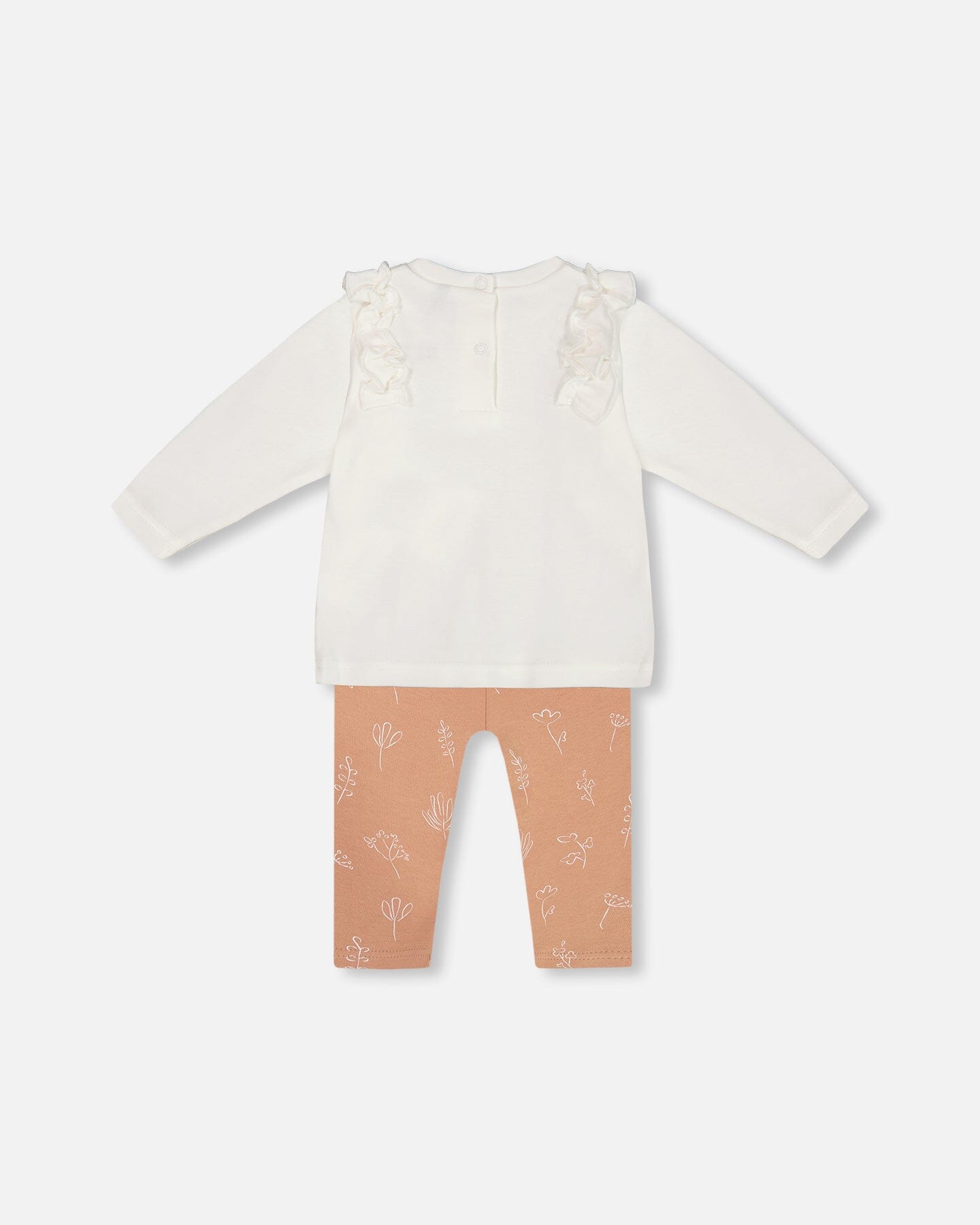 Organic Cotton Top And Printed Leggings Set White And Cinnamon - G20B12_070