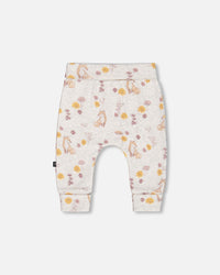 Printed Organic Cotton Evolutive Pant Beige Mix With Fox - G20B20_069