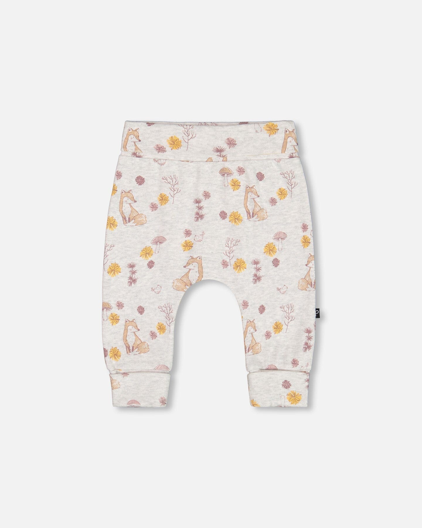 Printed Organic Cotton Evolutive Pant Beige Mix With Fox - G20B20_069