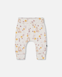 Printed Organic Cotton Evolutive Pant Beige Mix With Fox - G20B20_069