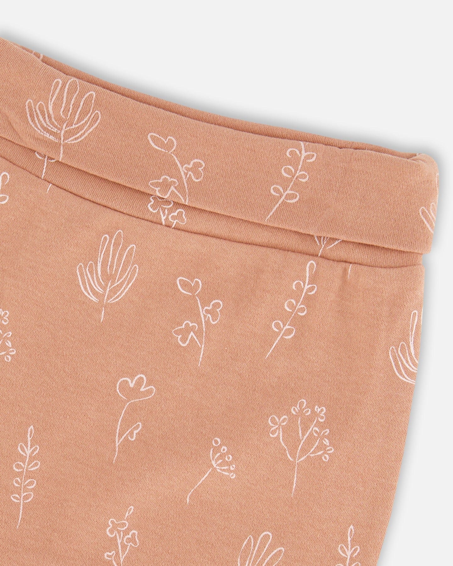 Printed Organic Cotton Evolutive Pant Cinnamon With Flowers - G20B20_070