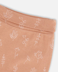 Printed Organic Cotton Evolutive Pant Cinnamon With Flowers - G20B20_070