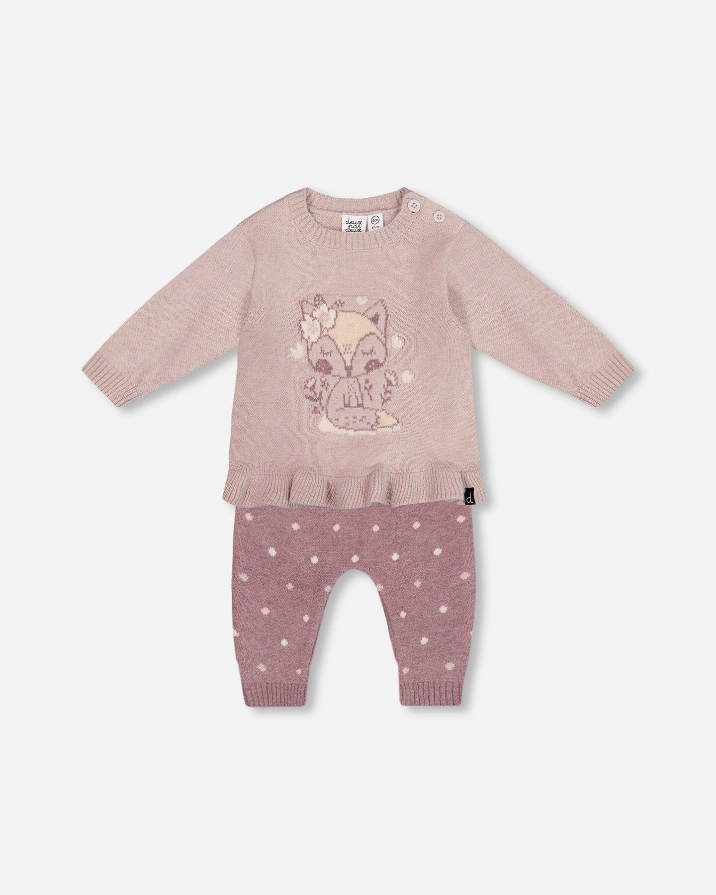 Fox Intarsia Top And Knitted Pant Set Woodrose - G20BT15_538