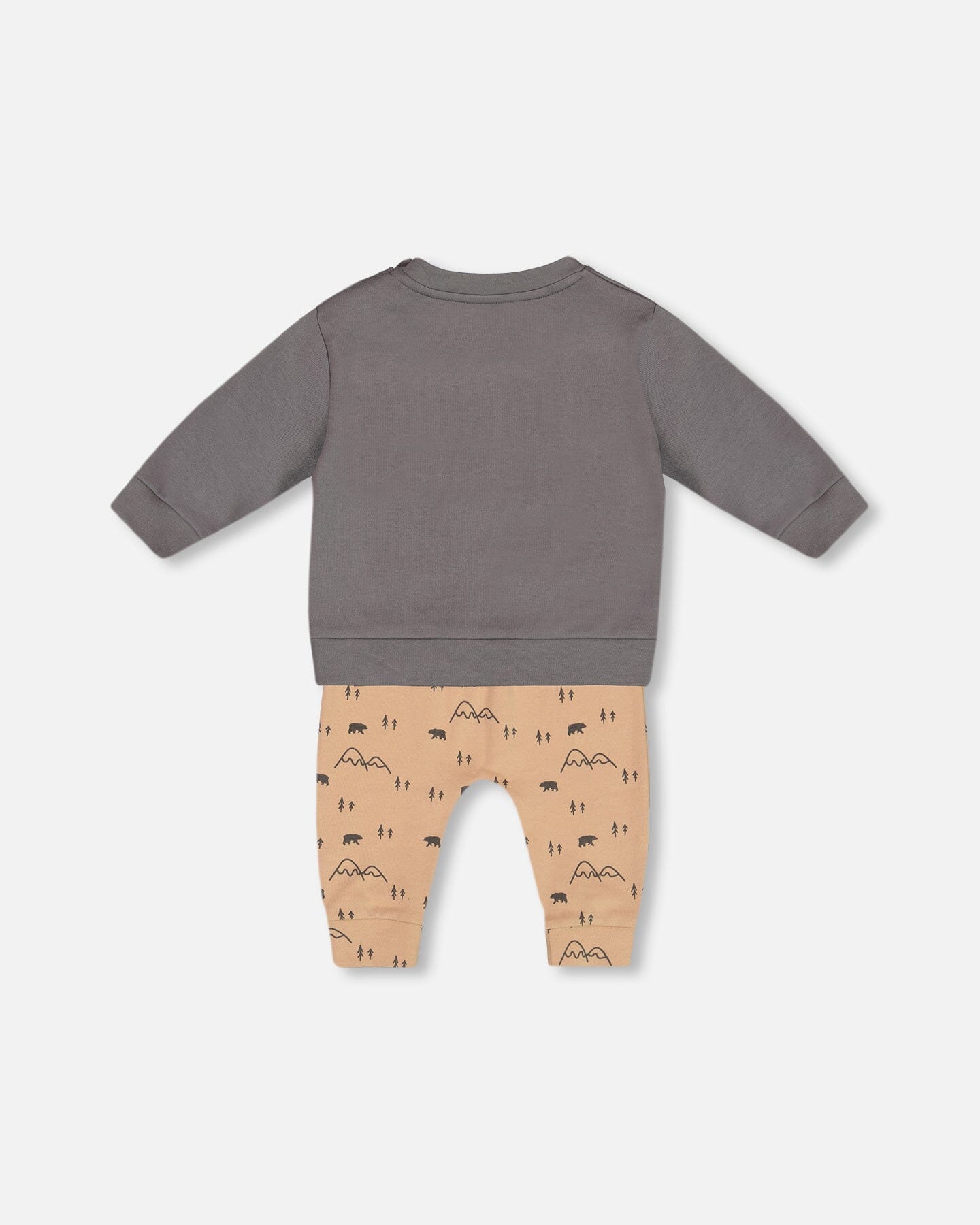 Organic Cotton Top With Printed Bears Pant Set Sand Sets Deux par Deux 