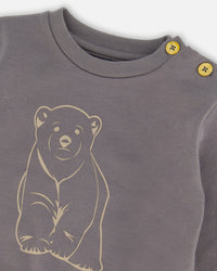 Organic Cotton Top With Printed Bears Pant Set Sand Sets Deux par Deux 