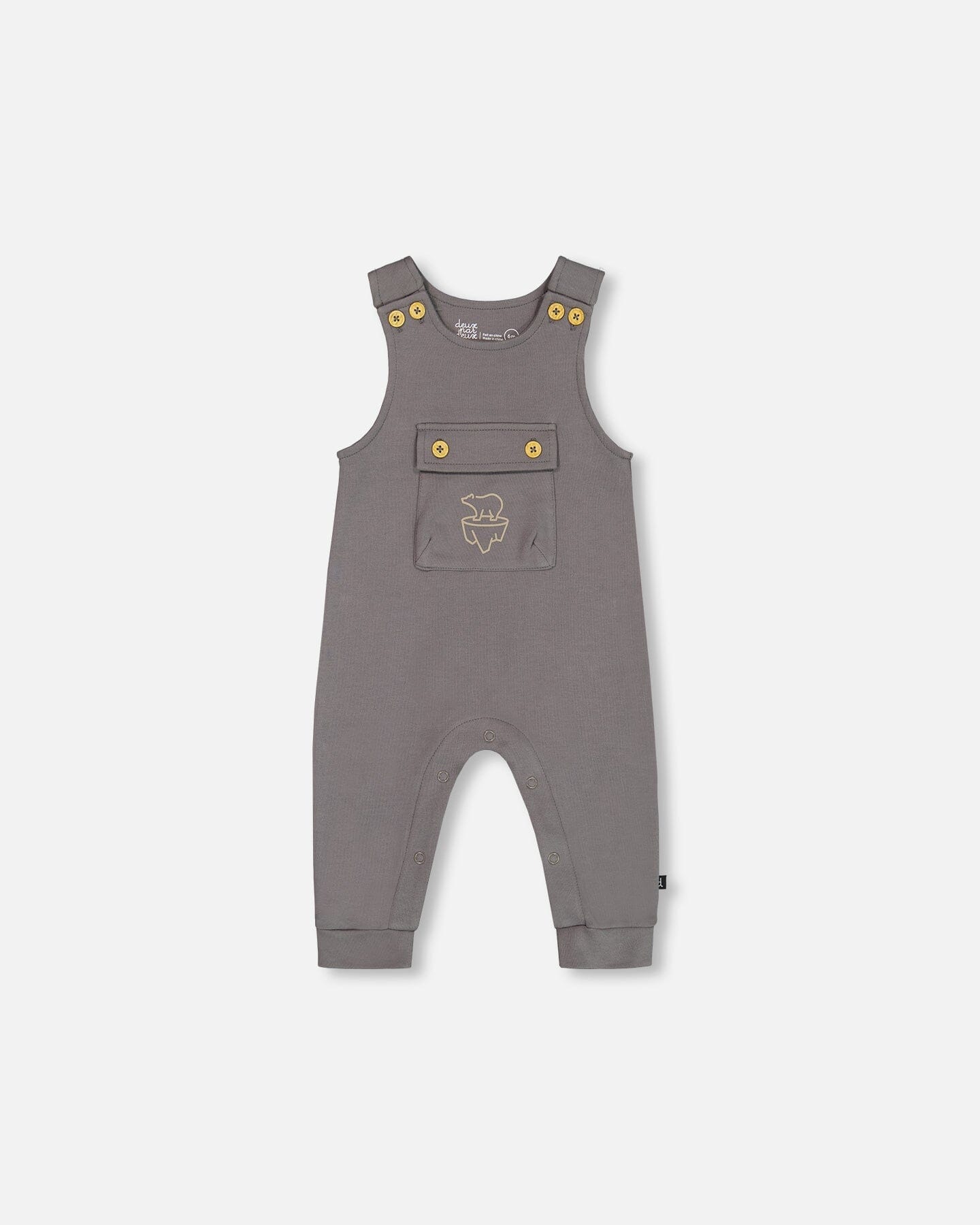 Organic Cotton Printed Onesie And Overall Set Dark Gray With Mountains - G20C12_049