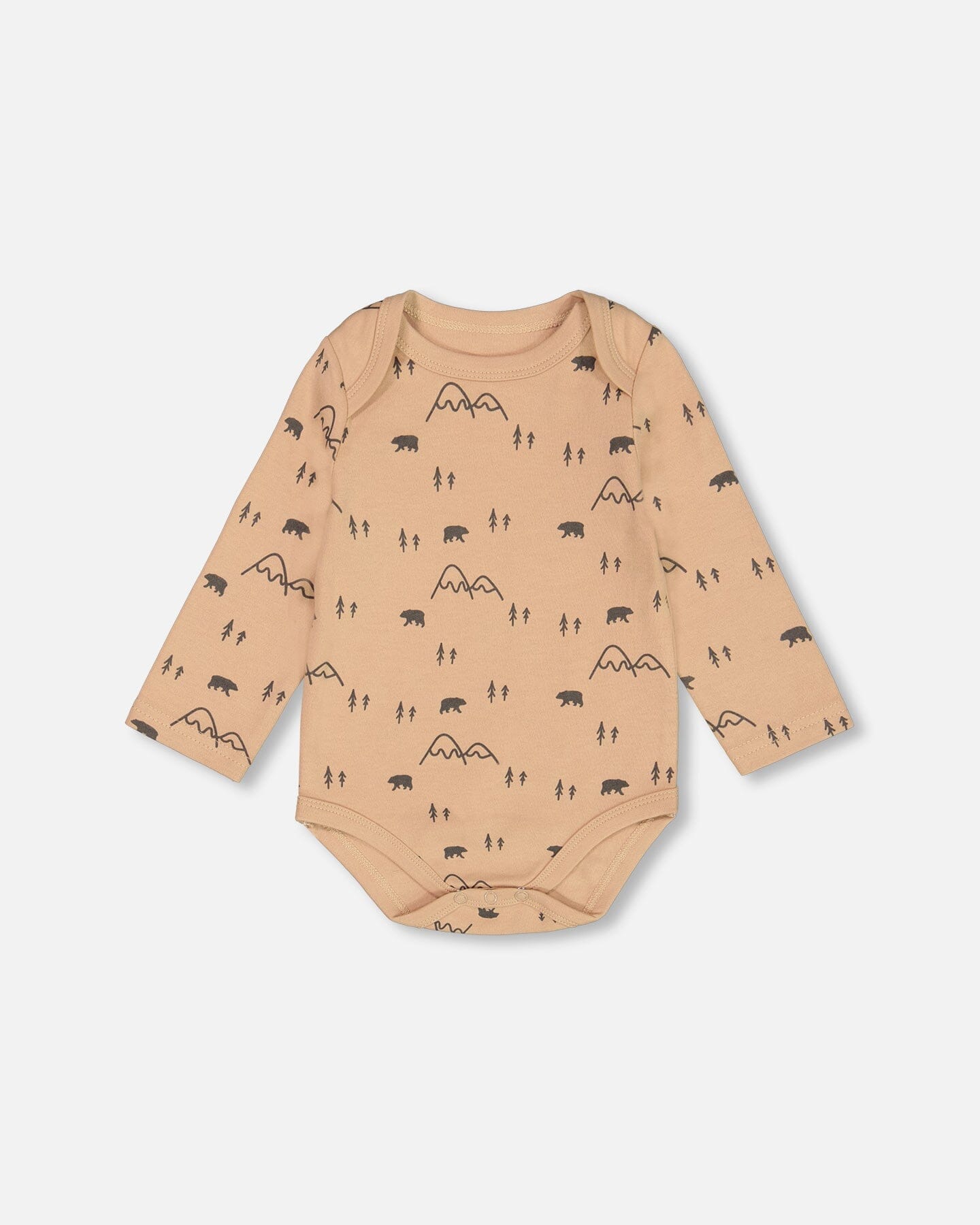 Organic Cotton Printed Onesie And Overall Set Dark Gray With Mountains - G20C12_049