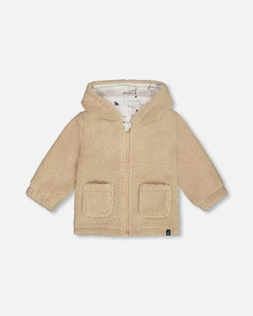 Sherpa Hooded Zip Jacket Sand - G20C30_145