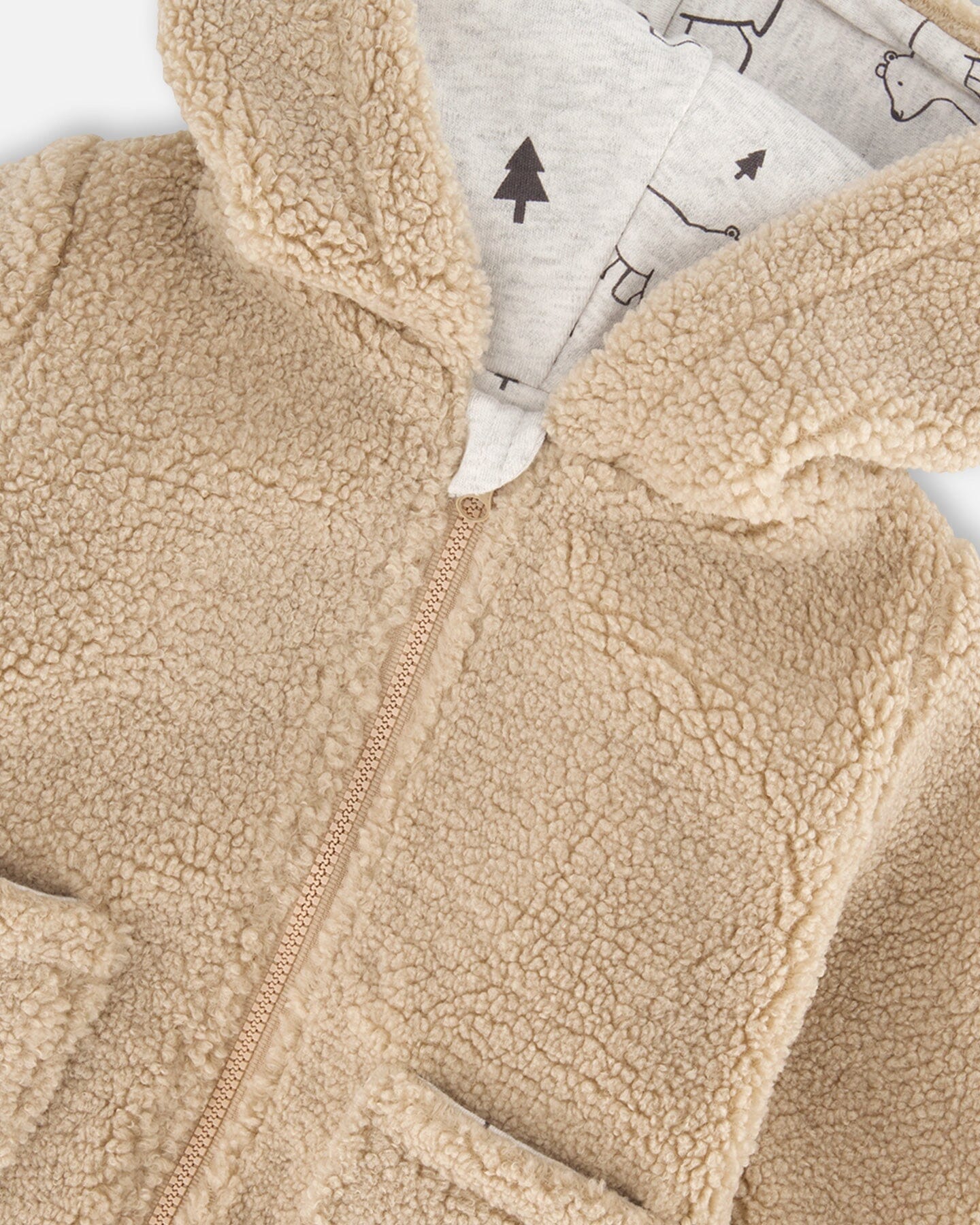 Sherpa Hooded Zip Jacket Sand - G20C30_145