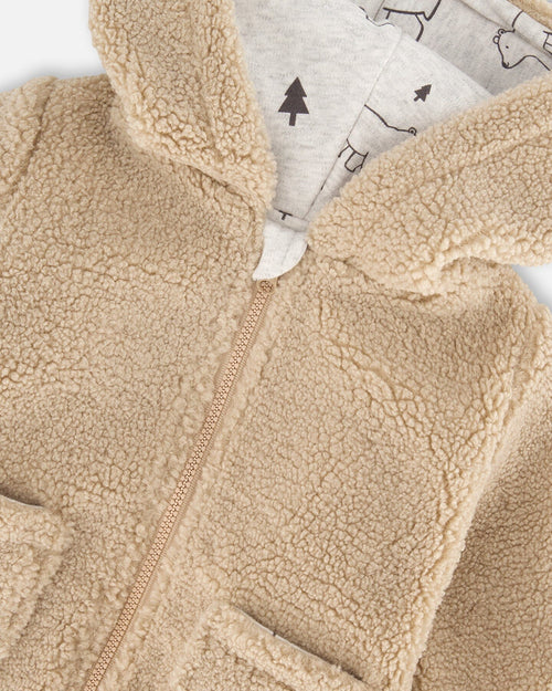 Sherpa Hooded Zip Jacket Sand - G20C30_145