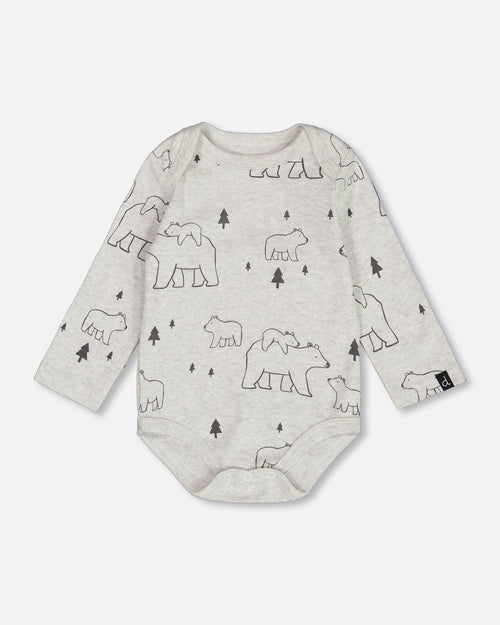 Organic Cotton Onesie Gray Mix Printed Bears' - G20C70_048