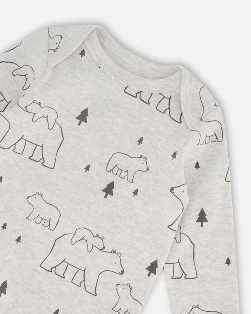 Organic Cotton Onesie Gray Mix Printed Bears' - G20C70_048