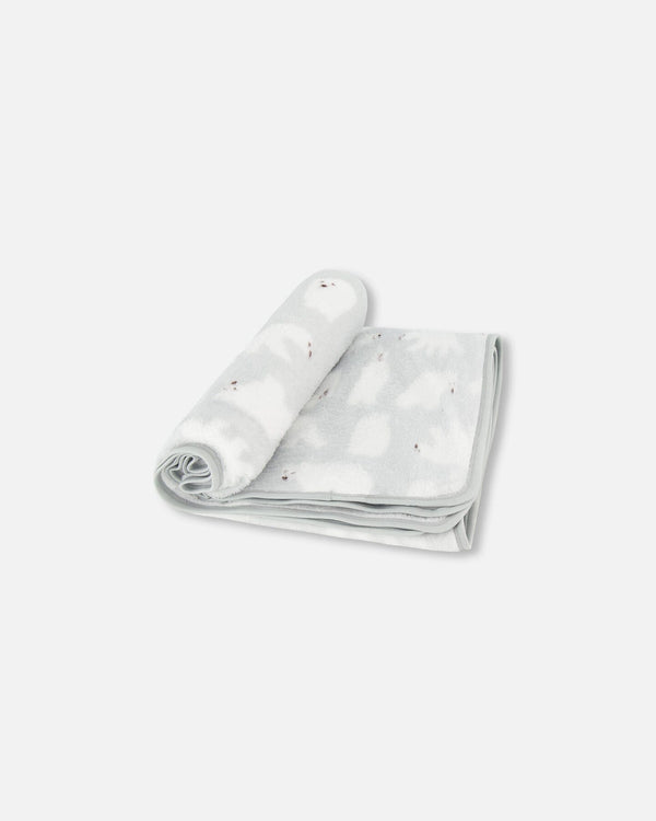 Plush Blanket Gray Printed Polar Bears - G20CD_050