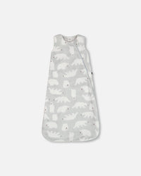 Printed Plush Sleep Sack Gray With Polar Bears - G20CSB_050