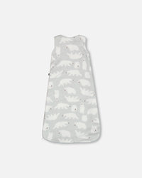 Printed Plush Sleep Sack Gray With Polar Bears - G20CSB_050