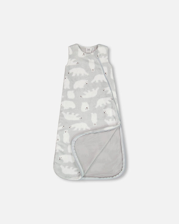 Printed Plush Sleep Sack Gray With Polar Bears - G20CSB_050