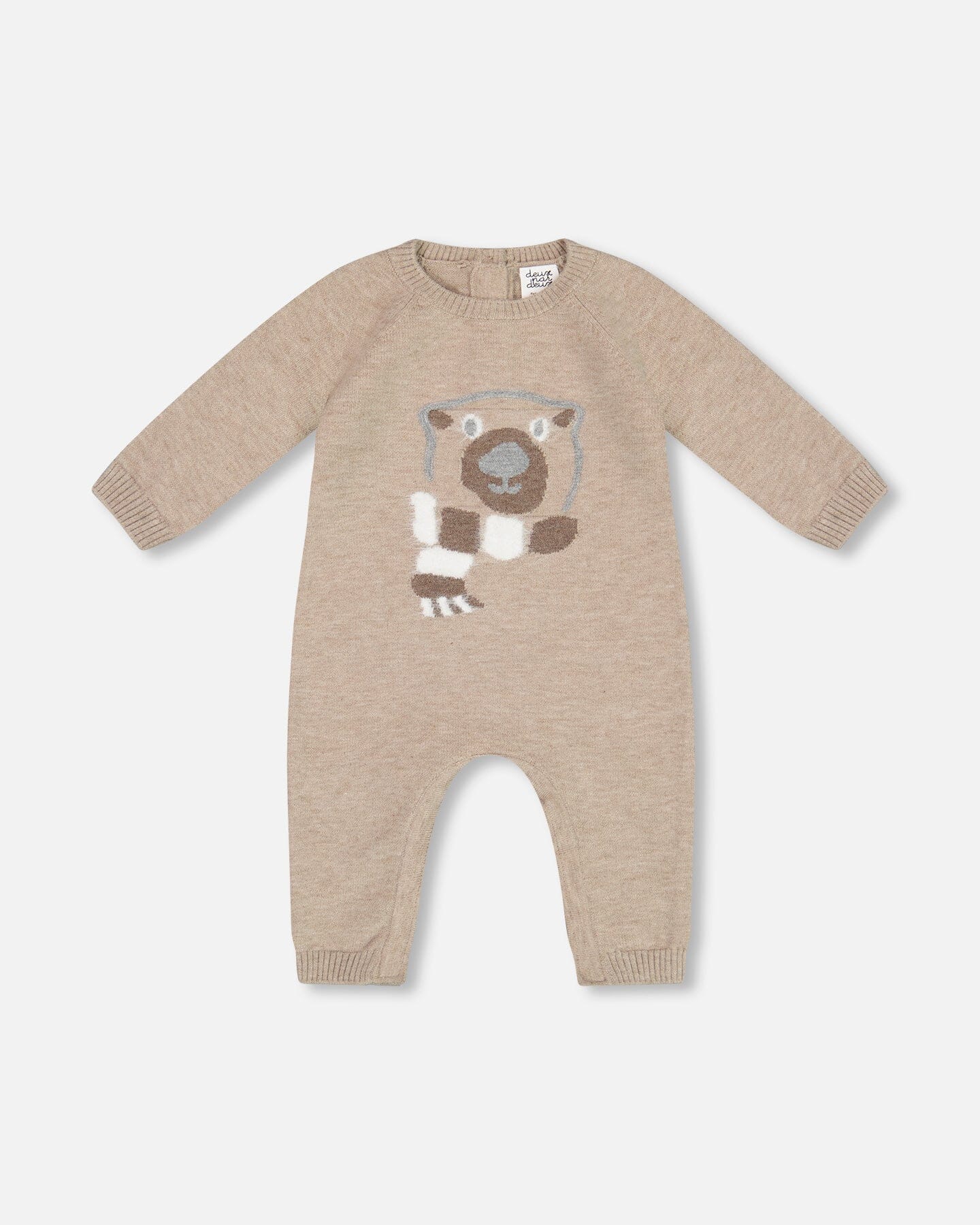 Knitted Bear Jacquard Jumpsuit Sand - G20CT41_145