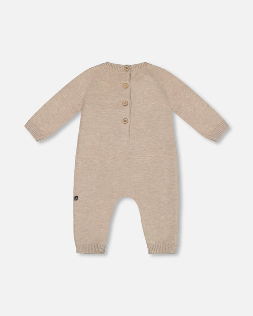 Knitted Bear Jacquard Jumpsuit Sand - G20CT41_145