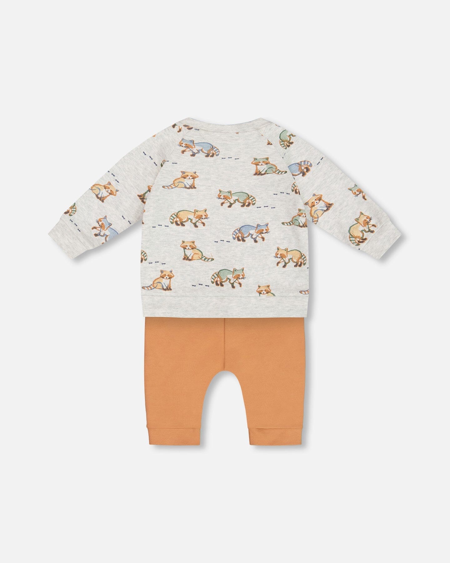 Organic Cotton Top And Pant Set Beige Mix Printed Racoon And Hazel - G20D11_066