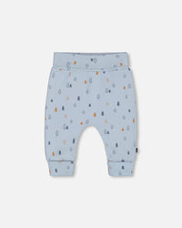 Organic Cotton Printed Evolutive Pant Light Blue With Pine - G20D20_065