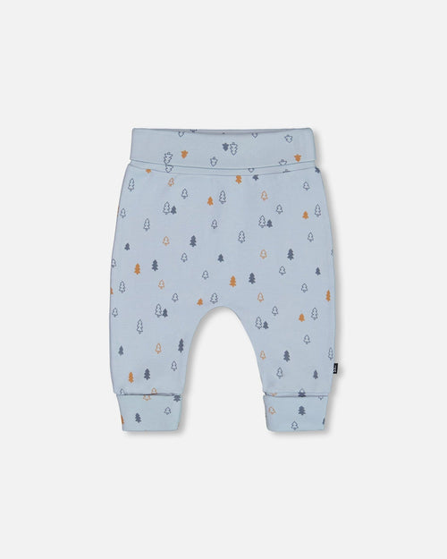 Organic Cotton Printed Evolutive Pant Light Blue With Pine - G20D20_065