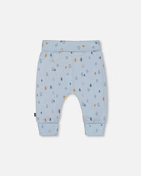 Organic Cotton Printed Evolutive Pant Light Blue With Pine - G20D20_065