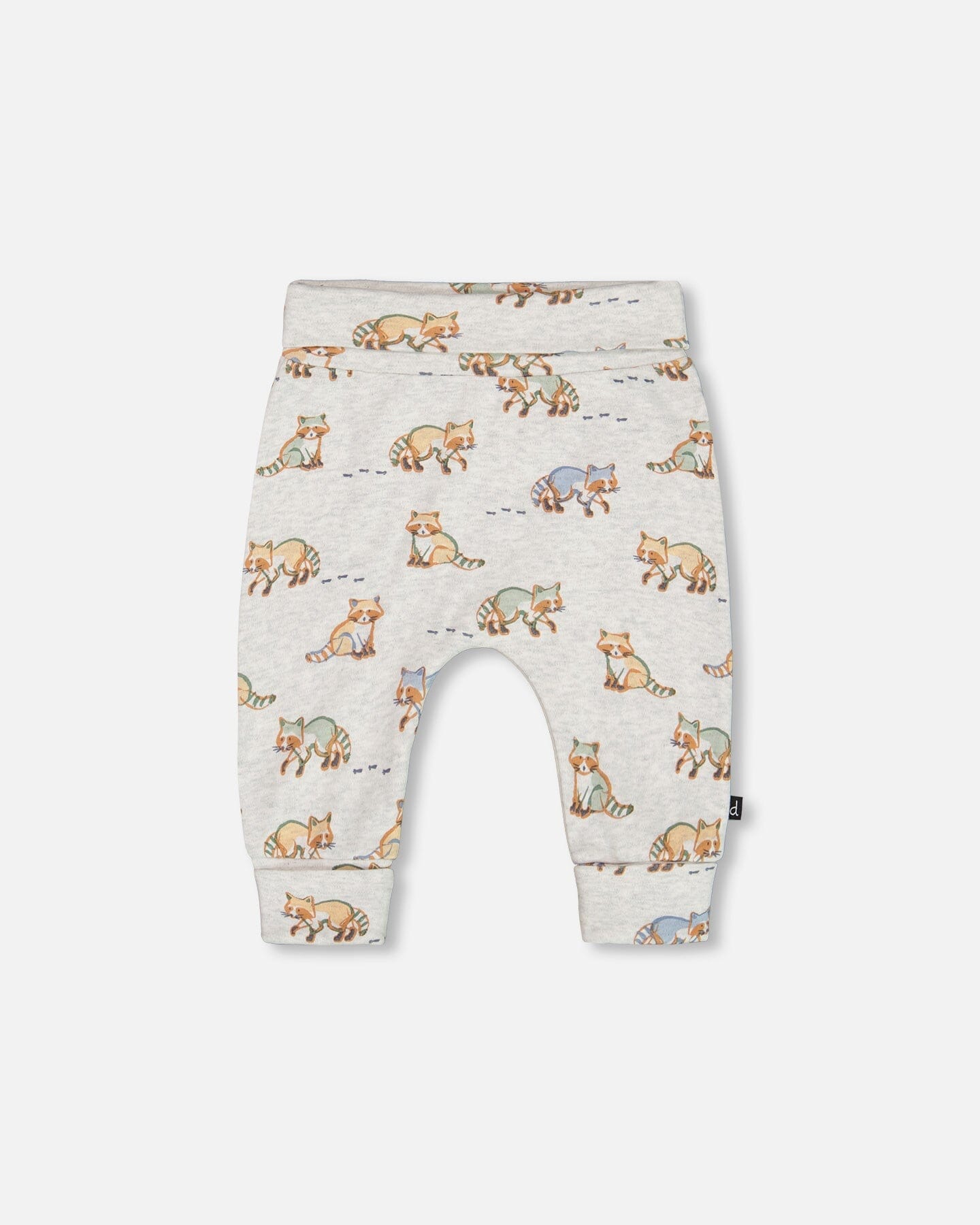 Organic Cotton Printed Evolutive Pant Beige Mix With Racoon - G20D20_066