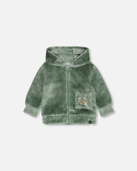 Plush Hooded Zip Jacket Green - G20D30_273