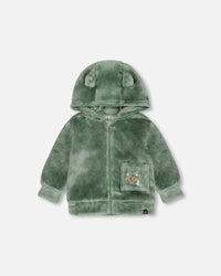 Plush Hooded Zip Jacket Green - G20D30_273