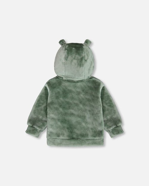 Plush Hooded Zip Jacket Green - G20D30_273