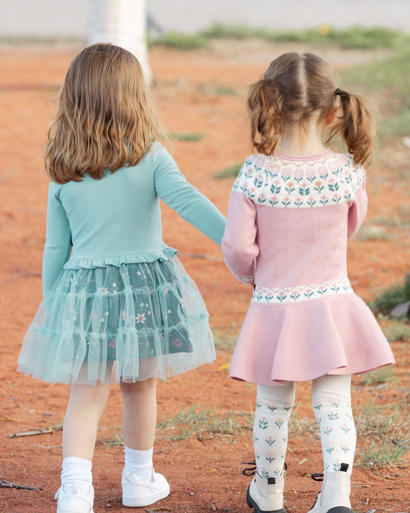 Knit Dress With Round Intarsia Flowers Light Pink Dresses Deux par Deux 