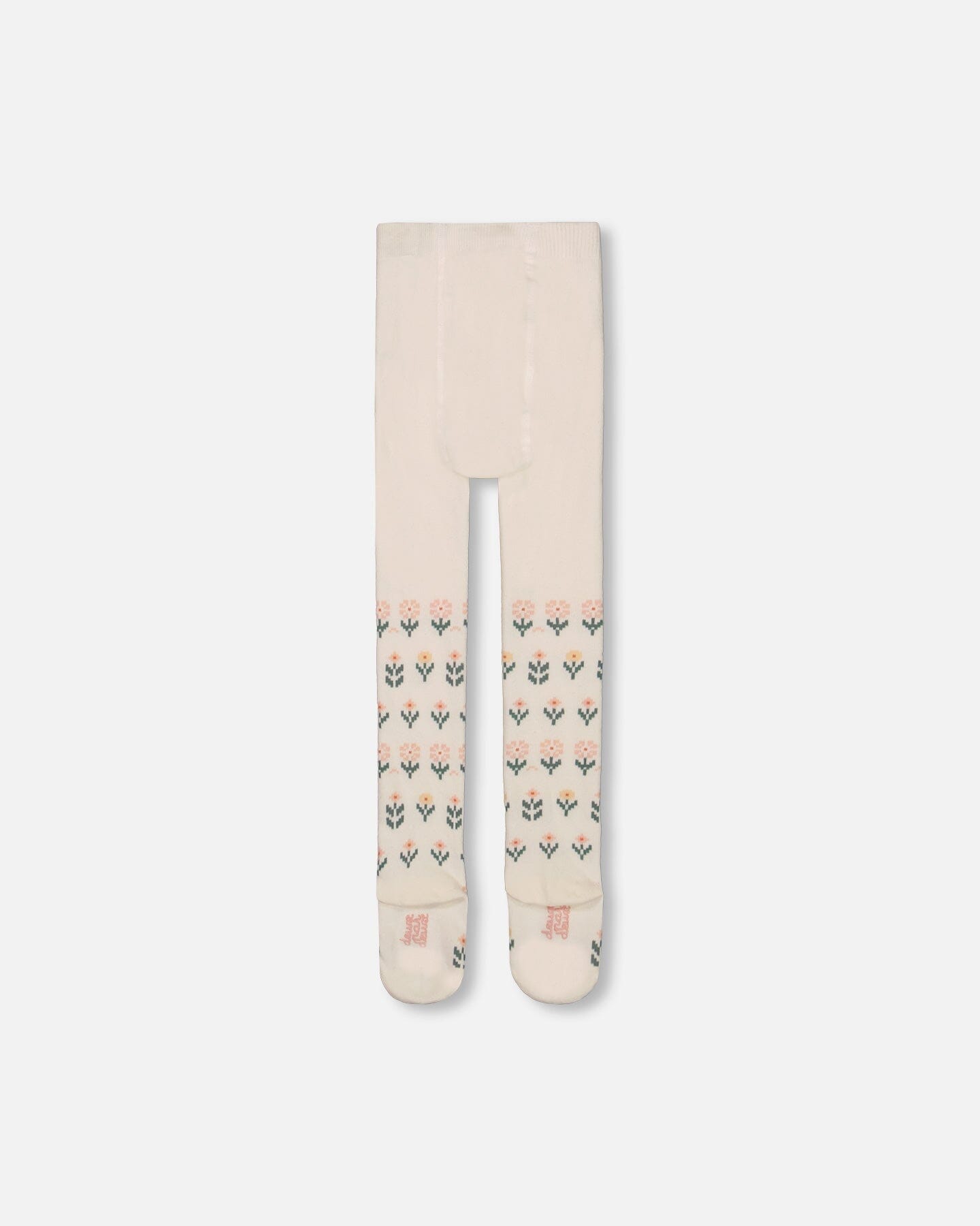 Jacquard Tights Off White With Flowers - G20ET_101