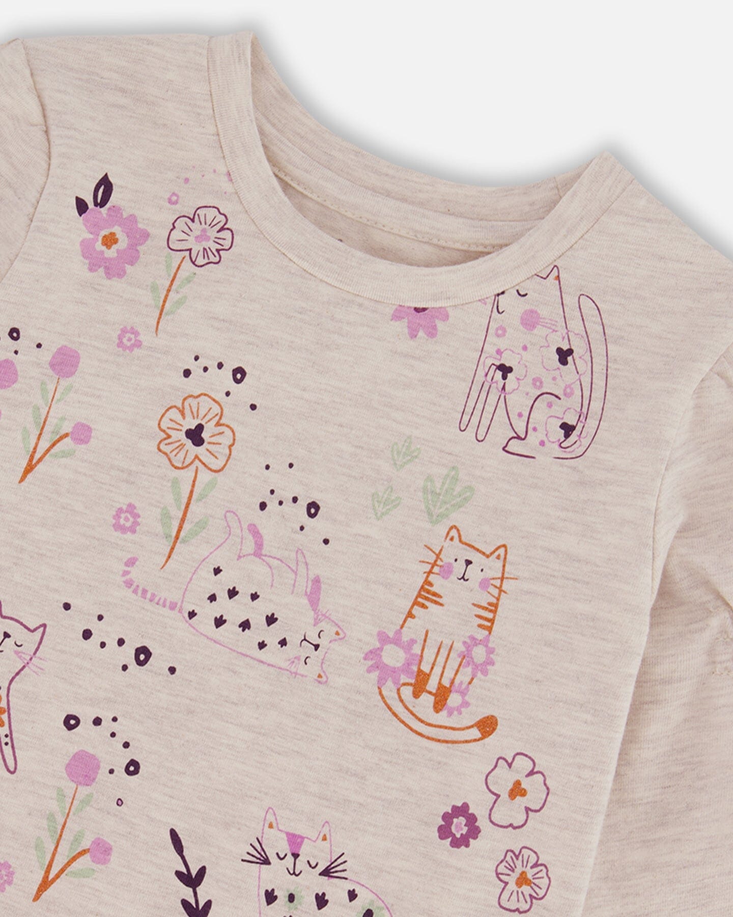 Printed T-Shirt Beige Mix Printed Cats - G20F70_193