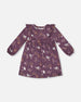 Dress With Frills Mauve Printed Cats - G20F90_044