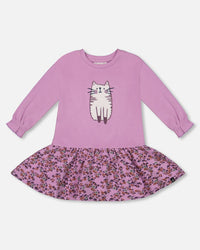 Super Soft Dress With Print Skirt Lilac Mini Flowers - G20F91_045