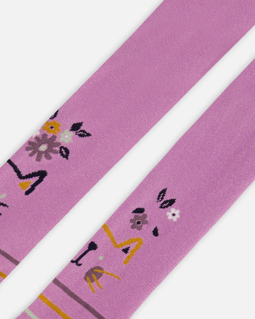 Jacquard Cat Tights Lilac - G20FT_525